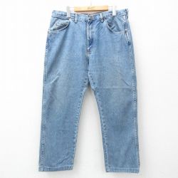 W35★古着 ラングラー Wrangler ジーンズ メンズ 90年代 90s コットン USA製 紺 ネイビー デニム 25jul07 中古 ボトムス ジーパン Gパン ロング パンツ