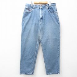W36★古着 トミーヒルフィガー TOMMY HILFIGER ジーンズ メンズ 90年代 90s コットン USA製 紺 ネイビー デニム 【spe】 25jul07 中古 ボトムス ジーパン Gパン ロング パンツ