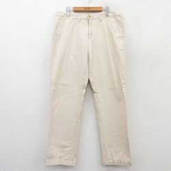 W36★古着 トミーヒルフィガー TOMMY HILFIGER ブランド パンツ メンズ ワンポイントロゴ コットン 薄ベージュ カーキ 25jul08 中古 ボトムス ロング
