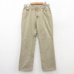 W32★古着 ラルフローレン Ralph Lauren ブランド パンツ メンズ ワンポイントロゴ コットン ベージュ カーキ 25jul08 中古 ボトムス ロング