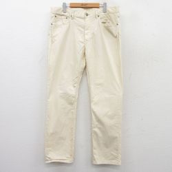 W37★古着 ラルフローレン Ralph Lauren ブランド パンツ メンズ コットン 生成り 25jul09 中古 ボトムス ロング