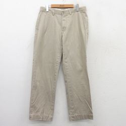 W34★古着 ラルフローレン Ralph Lauren ブランド パンツ メンズ 90年代 90s ワンポイントロゴ コットン ベージュ カーキ 25jul09 中古 ボトムス ロング