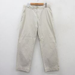 W33★古着 ラルフローレン Ralph Lauren ブランド パンツ メンズ 90年代 90s ワンポイントロゴ コットン 薄ベージュ カーキ 25jul09 中古 ボトムス ロング