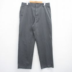 W37★古着 ドッカーズ パンツ メンズ ワンポイントロゴ コットン 濃グレー 25jul10 中古 ボトムス ロング