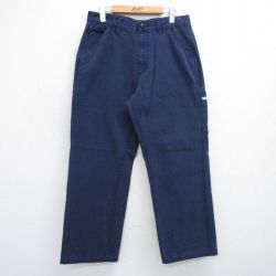 W32★古着 パンツ メンズ ダック地 紺 ネイビー 【spe】 25jul10 中古 ボトムス ロング