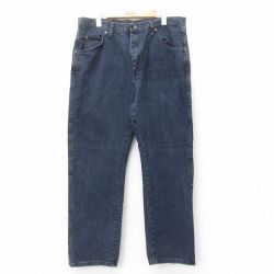 W36★古着 ラングラー Wrangler ジーンズ メンズ コットン 濃紺 ネイビー デニム 25jul10 中古 ボトムス ジーパン Gパン ロング パンツ