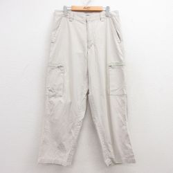 W34★古着 オールドネイビー OLD NAVY カーゴ パンツ メンズ リップストップ コットン 薄ベージュ系 カーキ 25jul10 中古 ボトムス ロング