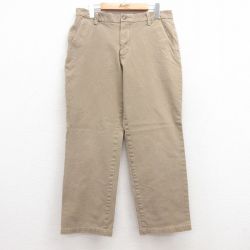 W34★古着 ドッカーズ パンツ メンズ ワンポイントロゴ ベージュ カーキ 25jul10 中古 ボトムス ロング