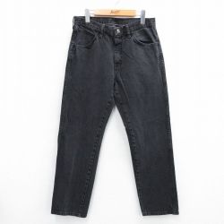 W32★古着 ジーンズ メンズ コットン 黒 ブラック デニム 25jul14 中古 ボトムス ジーパン Gパン ロング パンツ