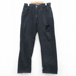 【50%OFF】W34★古着 リーバイス Levis ジーンズ メンズ 00年代 00s シルバータブ コットン 黒 ブラック デニム 25jul15 中古 ボトムス ジーパン Gパン ロング パンツ
