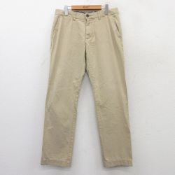 【50%OFF】W34★古着 トミーヒルフィガー TOMMY HILFIGER ブランド パンツ メンズ ワンポイントロゴ コットン ベージュ カーキ 25jul15 中古 ボトムス ロング