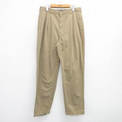 W33★古着 ラルフローレン Ralph Lauren ブランド チノ パンツ チノパン メンズ 90年代 90s コットン ベージュ カーキ 25jul17 中古 ボトムス ロング