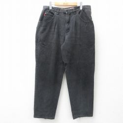 W34★古着 ビューグルボーイ ジーンズ メンズ 00年代 00s テーパード コットン 黒 ブラック デニム 25jul17 中古 ボトムス ジーパン Gパン ロング パンツ