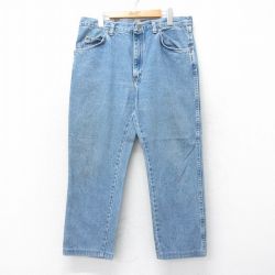 【50%OFF】W35★古着 ラングラー Wrangler ジーンズ メンズ 90年代 90s コットン USA製 紺 ネイビー デニム 25jul18 中古 ボトムス ジーパン Gパン ロング パンツ
