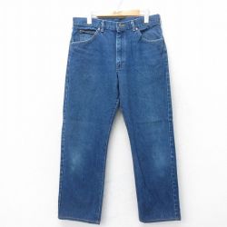 W34★古着 リー Lee ジーンズ メンズ 90年代 90s コットン USA製 紺 ネイビー デニム 25jul18 中古 ボトムス ジーパン Gパン ロング パンツ