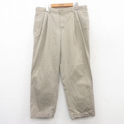 W38★古着 パンツ メンズ コットン ベージュ カーキ 25jul18 中古 ボトムス ロング