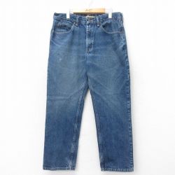 W36★古着 リー Lee ジーンズ メンズ ヒゲ コットン 紺 ネイビー デニム 25jul24 中古 ボトムス ジーパン Gパン ロング パンツ