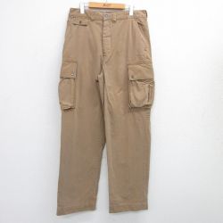 W35★古着 ラルフローレン Ralph Lauren ブランド カーゴ チノ パンツ チノパン メンズ コットン 茶 ブラウン 【spe】 25jul24 中古 ボトムス ロング