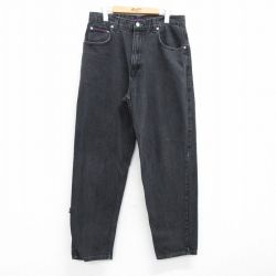 W32★古着 トミーヒルフィガー TOMMY HILFIGER ブランド ジーンズ メンズ 90年代 90s コットン USA製 黒 ブラック デニム 【spe】 25jul24 中古 ボトムス ジーパン Gパン ロング パンツ
