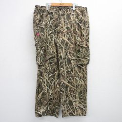W43★古着 カーゴ パンツ メンズ モッシーオーク 大きいサイズ 茶他 ブラウン 迷彩 25jul25 中古 ボトムス ロング