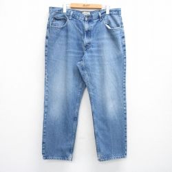 W38★古着 エルエルビーン LLBEAN ジーンズ メンズ 00年代 00s ヒゲ コットン 薄紺 ネイビー デニム 25jul25 中古 ボトムス ジーパン Gパン ロング パンツ