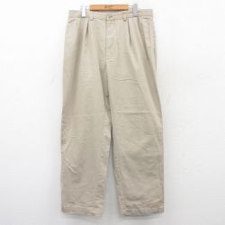 W35★古着 ラルフローレン Ralph Lauren ブランド チノ パンツ チノパン メンズ 90年代 90s コットン ベージュ カーキ 25jul29 中古 ボトムス ロング
