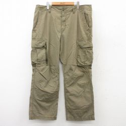 W39★古着 オールドネイビー OLD NAVY カーゴ パンツ メンズ リップストップ コットン 緑系 グリーン 25jul29 中古 ボトムス ロング