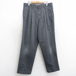 W34★古着 ドッカーズ パンツ メンズ コットン グレー 25jul30 中古 ボトムス ロング