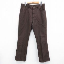W34★古着 ラングラー Wrangler ランチャー パンツ メンズ 80年代 80s USA製 タロン 茶 ブラウン 【spe】 25jul30 中古 ボトムス ロング