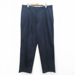 W36★古着 ドッカーズ パンツ メンズ ワンポイントロゴ コットン 紺 ネイビー 25jul30 中古 ボトムス ロング