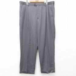 W37★古着 ペリーエリス スラックス パンツ メンズ グレー 25jul30 中古 ボトムス ロング