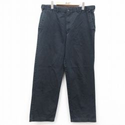 W36★古着 パンツ メンズ コットン 黒 ブラック 25jul30 中古 ボトムス ロング