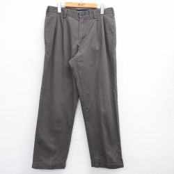 W33★古着 IZOD パンツ メンズ コットン グレー系 25jul30 中古 ボトムス ロング
