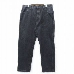 W38★古着 ラスラー ジーンズ メンズ コットン 黒 ブラック デニム 25jul31 中古 ボトムス ジーパン Gパン ロング パンツ