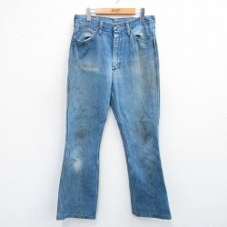 W33★古着 ラングラー Wrangler ジーンズ メンズ 80年代 80s フレア USA製 紺 ネイビー デニム 【spe】 25jul31 中古 ボトムス ジーパン Gパン ロング パンツ