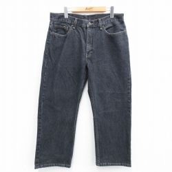 W34★古着 FADED GLORY ジーンズ メンズ コットン 黒 ブラック デニム 25jul31 中古 ボトムス ジーパン Gパン ロング パンツ