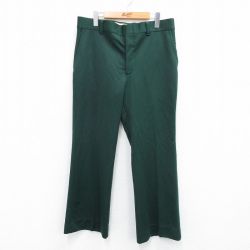 【20%OFF】W35★古着 パンツ 80年代 80s フレア タロン 緑 グリーン 25aug04 中古 メンズ ボトムス ロング