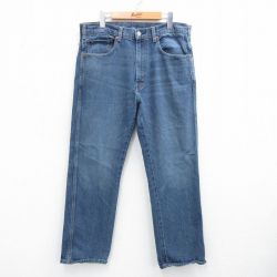 W35★古着 リーバイス Levis ジーンズ メンズ ヒゲ 紺 ネイビー デニム 25aug04 中古 ボトムス ジーパン Gパン ロング パンツ