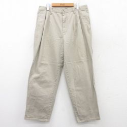 【50%OFF】W34★古着 パンツ メンズ 90年代 90s コットン ベージュ カーキ 25aug04 中古 ボトムス ロング
