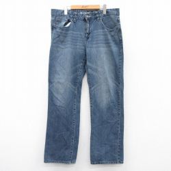 【50%OFF】W38★古着 ジーンズ メンズ ヒゲ コットン 紺 ネイビー デニム 25aug04 中古 ボトムス ジーパン Gパン ロング パンツ