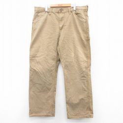 W40★古着 ペインター パンツ メンズ ダック地 大きいサイズ コットン 茶 ブラウン 25aug04 中古 ボトムス ロング