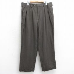 W36★古着 スラックス パンツ メンズ 茶 ブラウン 25aug05 中古 ボトムス ロング