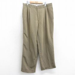 W36★古着 グレッグノーマン スラックス パンツ メンズ レーヨン 濃ベージュ カーキ 25aug05 中古 ボトムス ロング