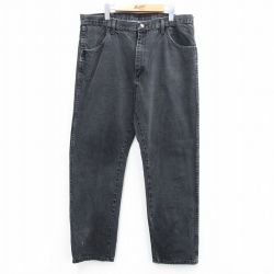 W38★古着 ラスラー ジーンズ メンズ コットン 黒 ブラック デニム 25aug07 中古 ボトムス ジーパン Gパン ロング パンツ