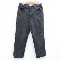 W34★古着 エルエルビーン LLBEAN ジーンズ メンズ 00年代 00s コットン 黒 ブラック デニム 25aug07 中古 ボトムス ジーパン Gパン ロング パンツ