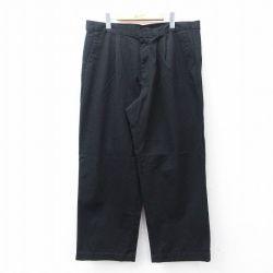W40★古着 パンツ メンズ 大きいサイズ コットン 黒 ブラック 25aug08 中古 ボトムス ロング