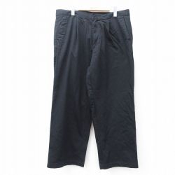 W38★古着 パンツ メンズ コットン 黒 ブラック 25aug08 中古 ボトムス ロング