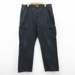 W38★古着 ラングラー Wrangler カーゴ パンツ メンズ コットン 黒 ブラック 25aug08 中古 ボトムス ロング