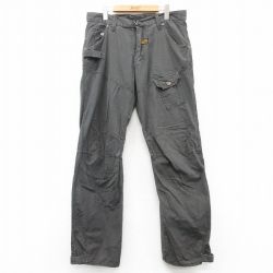 W34★古着 パンツ メンズ リップストップ 濃グレー系 25aug13 中古 ボトムス ロング
