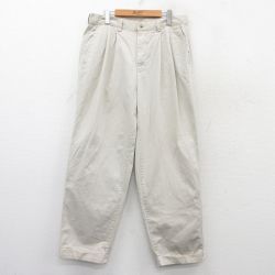 W34★古着 パンツ メンズ コットン 薄ベージュ カーキ 25aug13 中古 ボトムス ロング